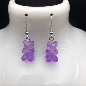 Purple Teddy Bear / Gummy Bear Earrings